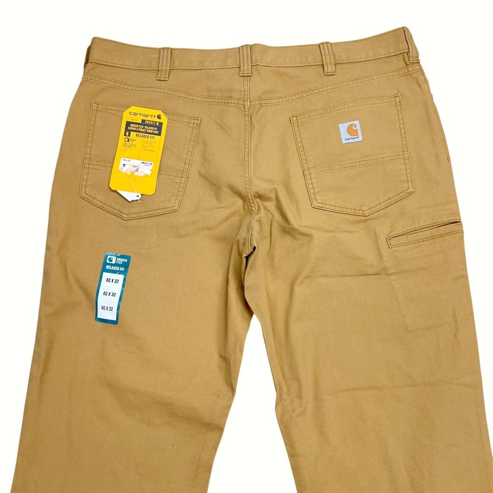 NEW Carhartt Rugged Flex Relaxed Fit Canvas Work Pants BN2517-M Brown‎ 40x32